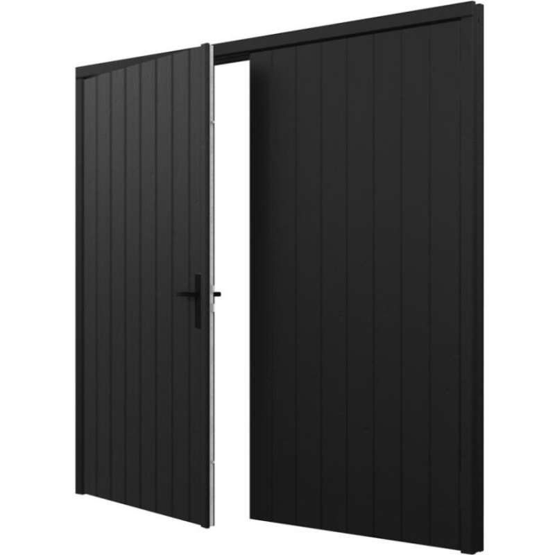 Dubbele plaatdeur XL met kozijn - zwart - 1200 x 2115 mm incl. beslag