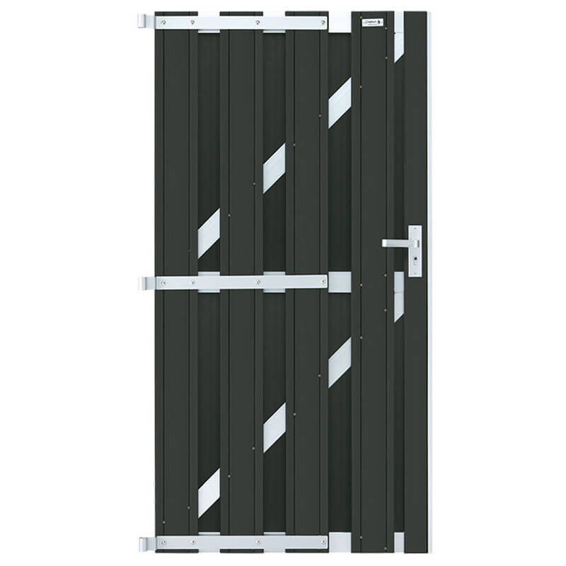 Tuindeur composiet Design Antraciet met blank aluminium frame compleet (90 x 180 cm)