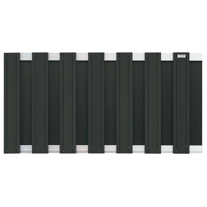 Schutting composiet laag Design antraciet met blank aluminium frame (180 x 93 cm)