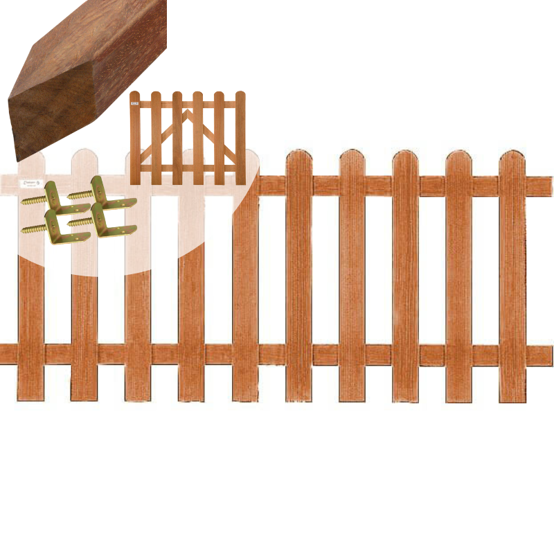 Tuinhek met poort set hardhout Bankirai Classic recht 10L ribbel (4,84 mtr)