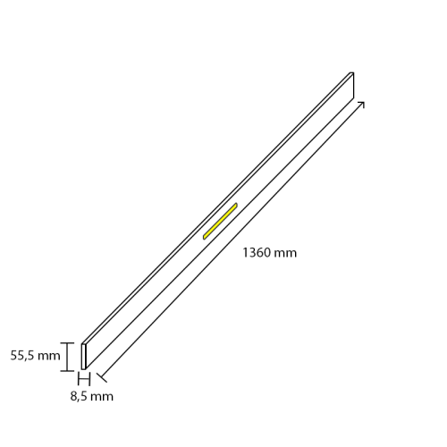 Afwerklijst onderkant - Ledstrip warm wit - Karlstad Leisteen - 140 x 5,5 cm