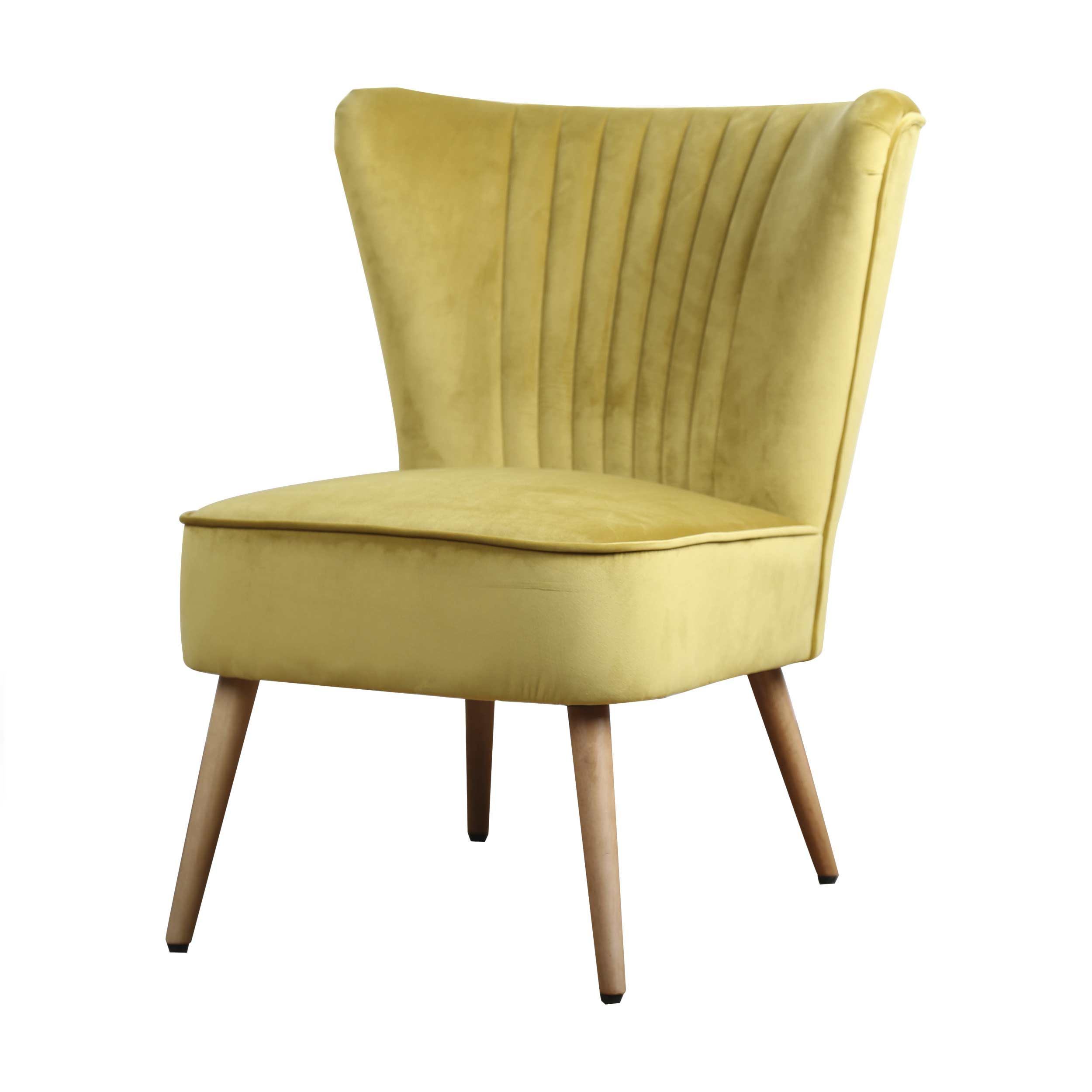 Fauteuil - Eva - stof Velours okergeel