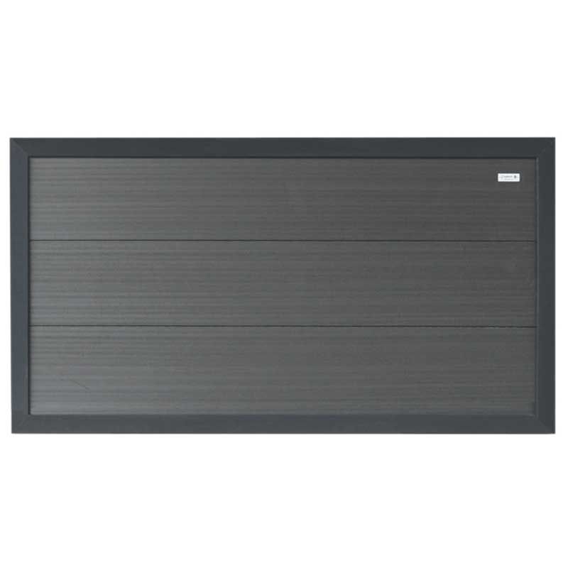 Schutting composiet laag Forte antraciet met antraciet aluminium kader (180 x 93 cm)