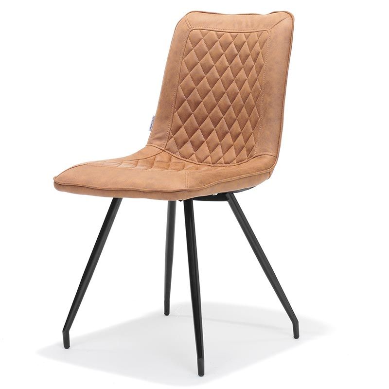 Eetkamerstoel - Brescia - lederlook Soft cognac