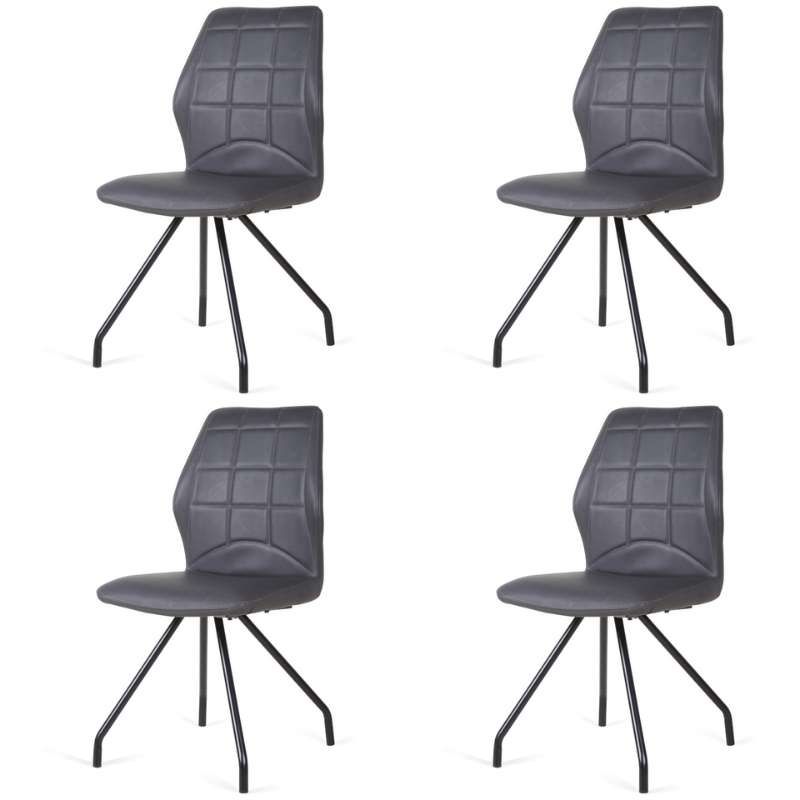 Eetkamerstoel - Apollo - leer Vintage zwart (4 stuks)