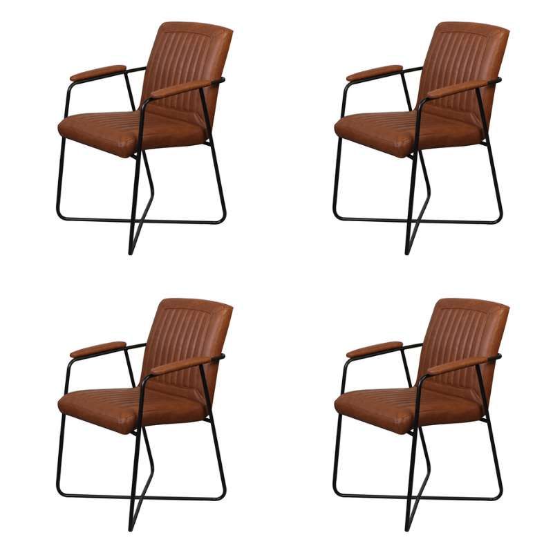 Eetkamerstoel - Henry - leer Vintage cognac (4 stuks)