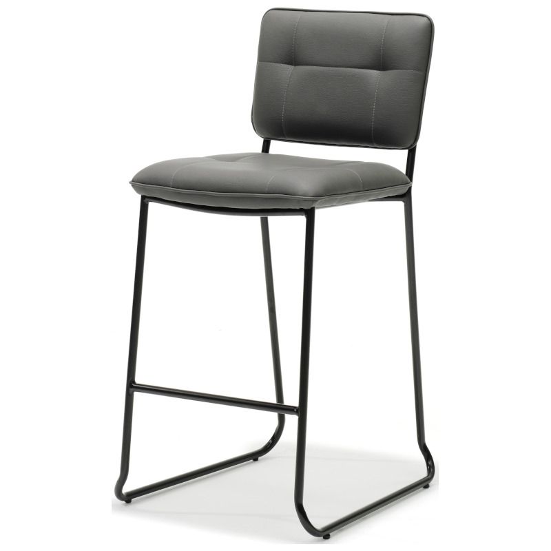 Barkruk Milaan - leer Vintage antraciet