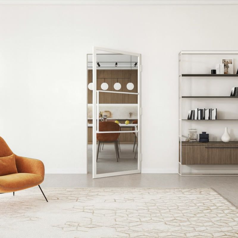 Stalen binnendeur met kozijn - Loft wit - Rechtsdraaiend - 93 x 231,5 cm