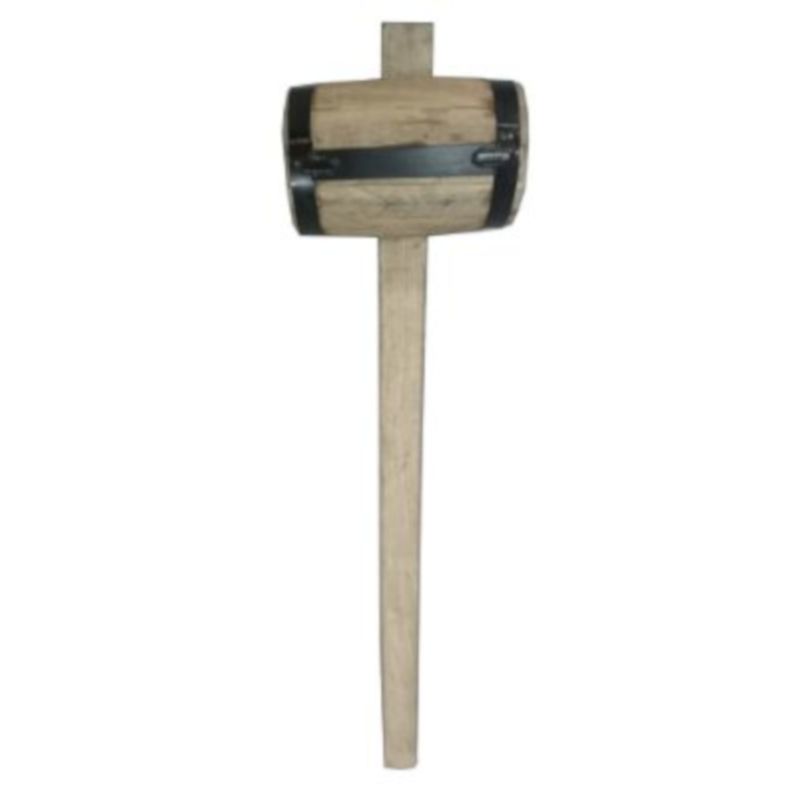 Houten slaghamer met metalen strips - lengte 110 cm