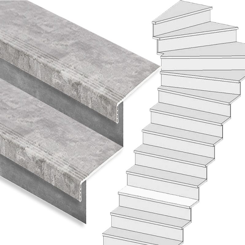 Traprenovatie set - 1 kwart draai - 12 treden SPC toplaag Beton grijs incl. stootborden