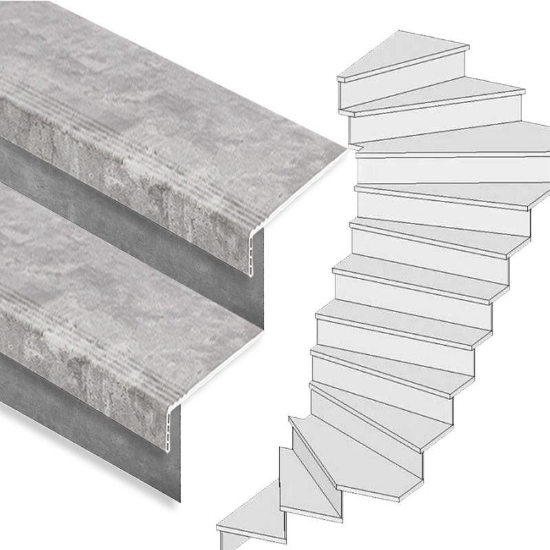 Traprenovatie set - 2 kwart draai - 15 treden SPC toplaag Beton grijs incl. stootborden