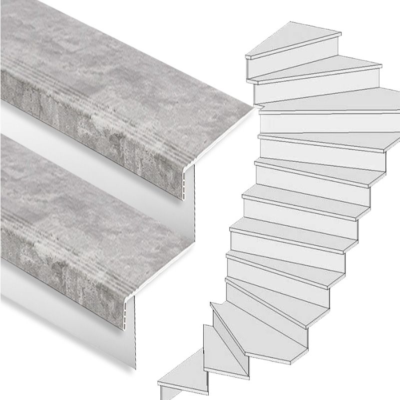 Traprenovatie set - 2 kwart draai - 15 treden SPC toplaag Beton grijs incl. witte stootborden