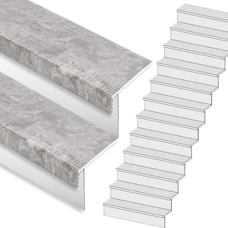 Traprenovatie set - rechte trap - 14 treden SPC toplaag Beton grijs incl. witte stootborden