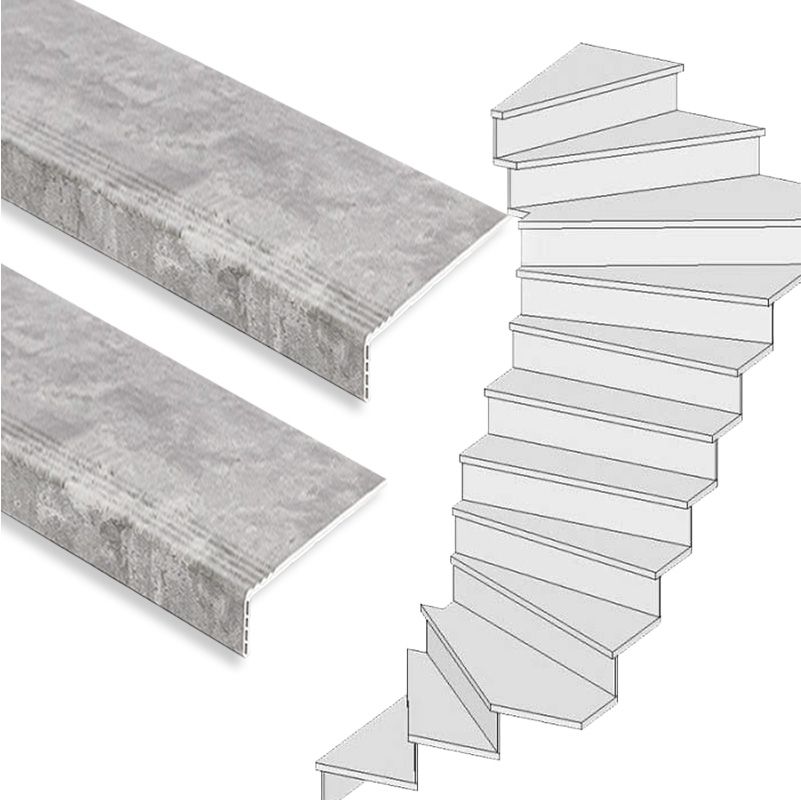 Traprenovatie set - 2 kwart draai - 13 treden SPC toplaag Beton grijs