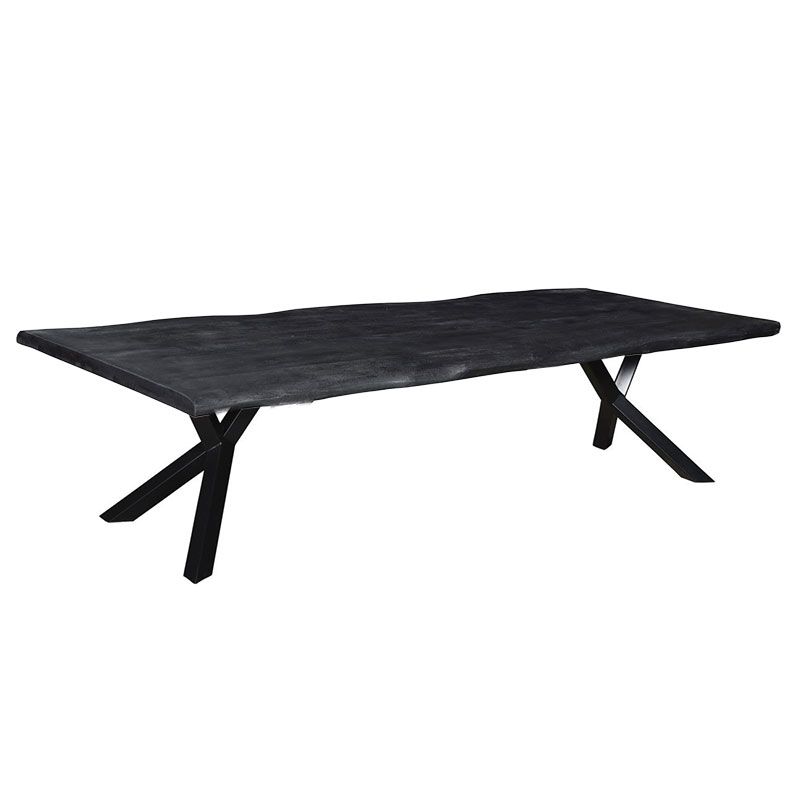 Boomstamtafel massief Mango zwart - 260 x 100 x 78 cm - Bladdikte 4,0 cm - Y-poten