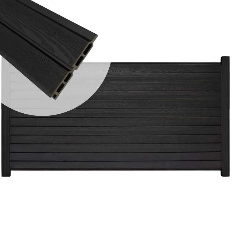 Zelfbouw schutting composiet Rhombus Double zwart - zwart alu accessoires (180 x 90 cm)