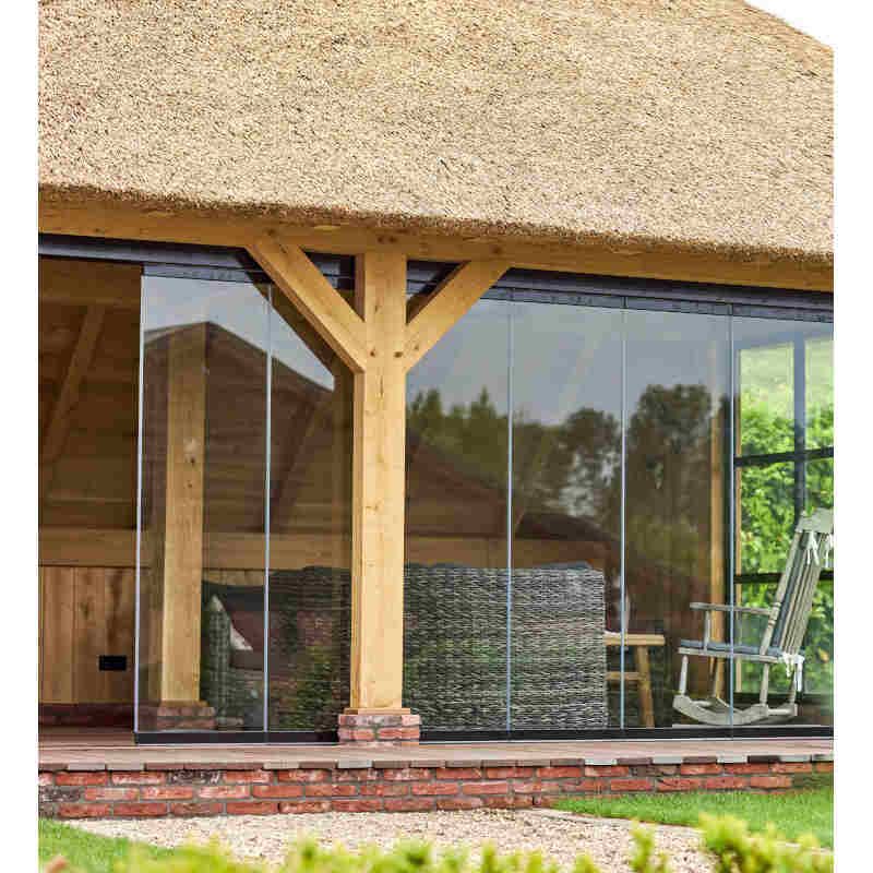 Glazen schuifwand - Rechts schuivend - H 2270 mm x B max. 3405 mm - RAL 9016 verkeerswit