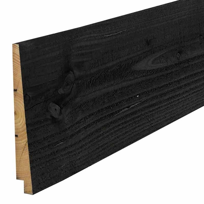 Zweeds rabat naaldhout rondom zwart gespoten 1,2-2,5 x 19,5 cm
