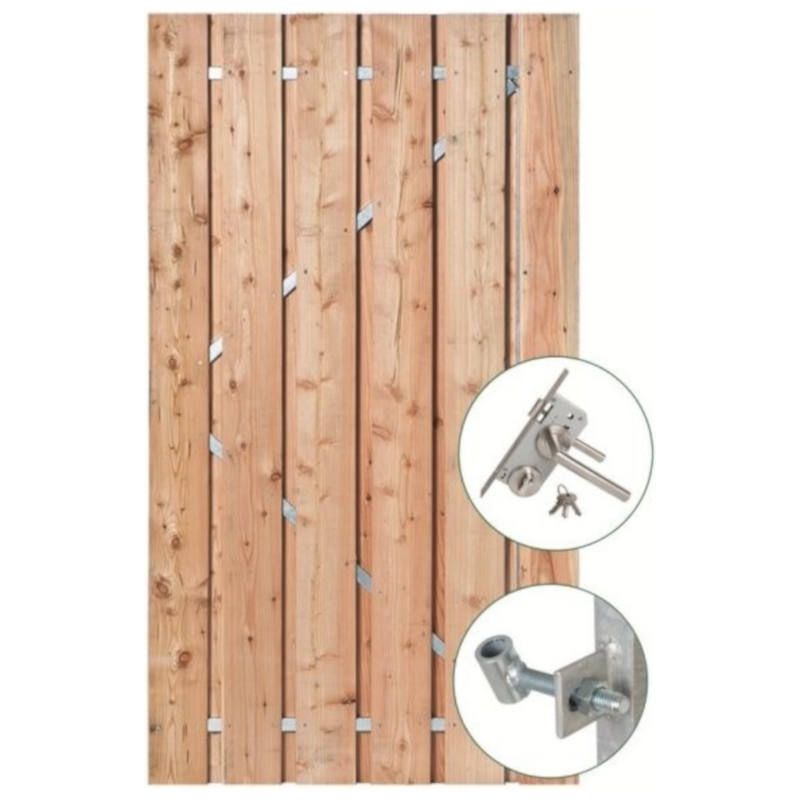 Tuindeur Douglas recht met stalen frame (90 x 195 cm) inclusief beslag