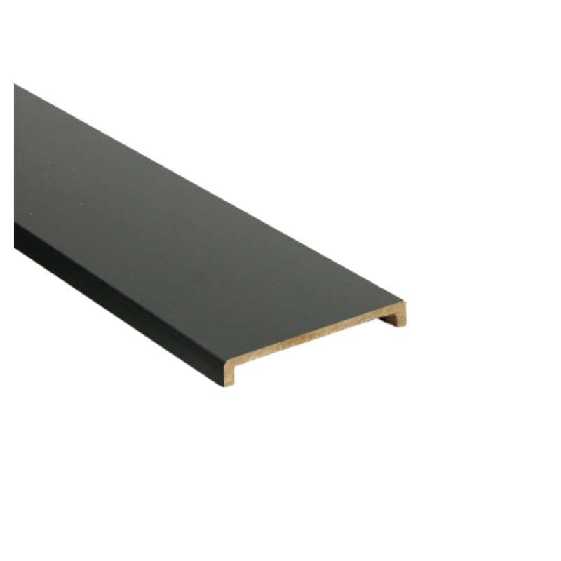 Afwerklijst U-kap - Vasteras Zwart Houtnerf - 69 x 10 mm 305 cm