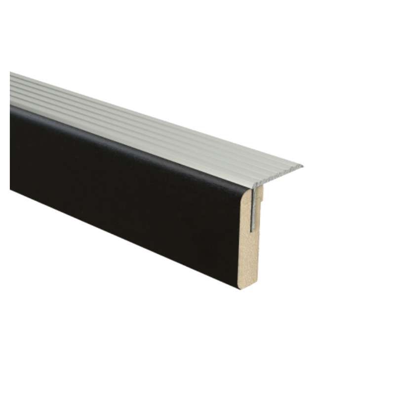 Uitloopprofiel Zilver - Vasteras Zwart Houtnerf - 121 x 6,3 cm