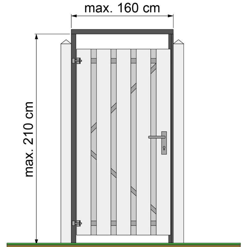 Tuindeurkozijn naaldhout met aanslaglat - zwart geïmpregneerd - max 160 cm - geschaafd
