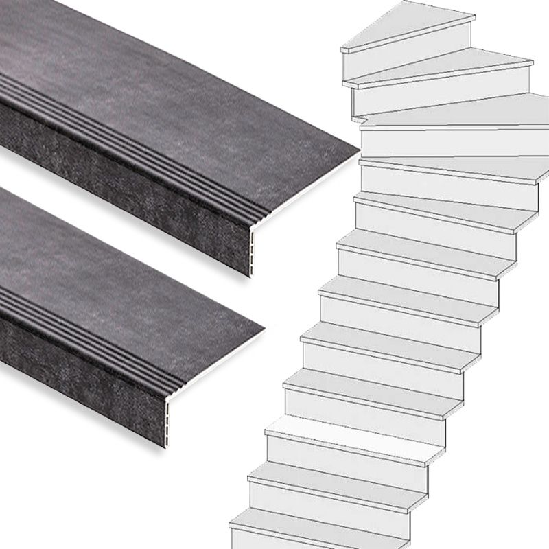 Traprenovatie set - 1 kwart draai - 12 treden SPC toplaag Beton zwart