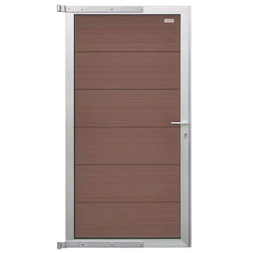 Tuindeur composiet Forte Bruin incl. slot en blank aluminium kader (90 x 180 cm)