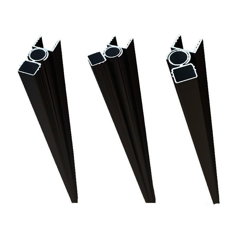 Draaibaar adapterprofiel zelfbouw Modular/Mix & Match zwart aluminium 2,5 x 5,5 x 200 cm