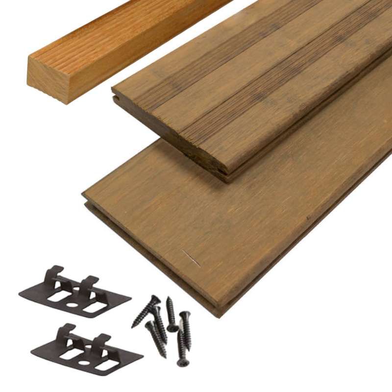 Vlonderplank totaalpakket bamboe Primaverde white oak 2,0 x 14 cm (2,20 mtr) Frans profiel/vlak
