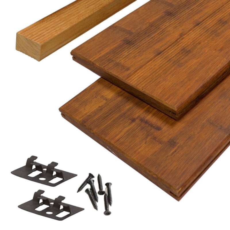 Vlonderplank totaalpakket bamboe Supreme geolied coffee 2,0 x 20 cm (2,20 mtr) Frans profiel/vlak
