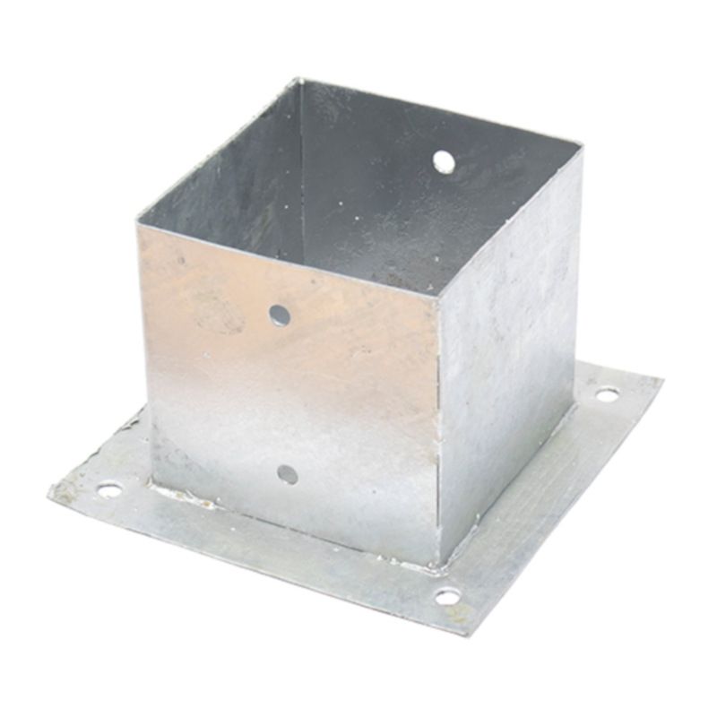 Paalhouder met voet verzinkt blank (15 x 15 x 15 cm)