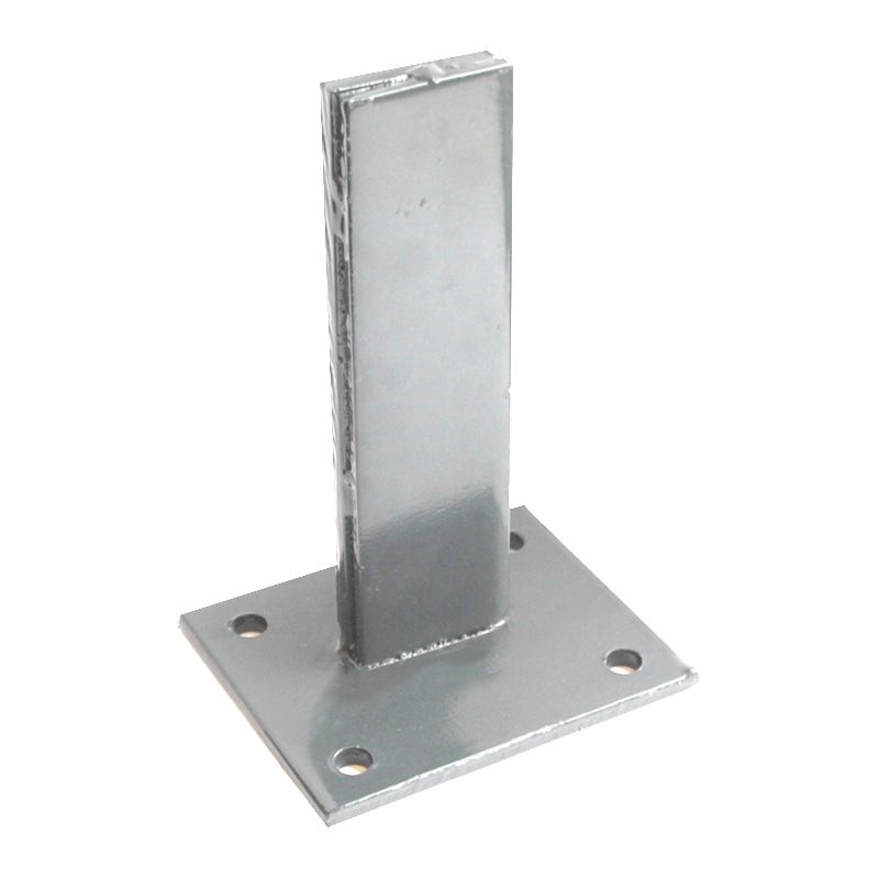 Paalhouder met voet verzinkt grijs RAL9007 tbv aluminium sleufpalen