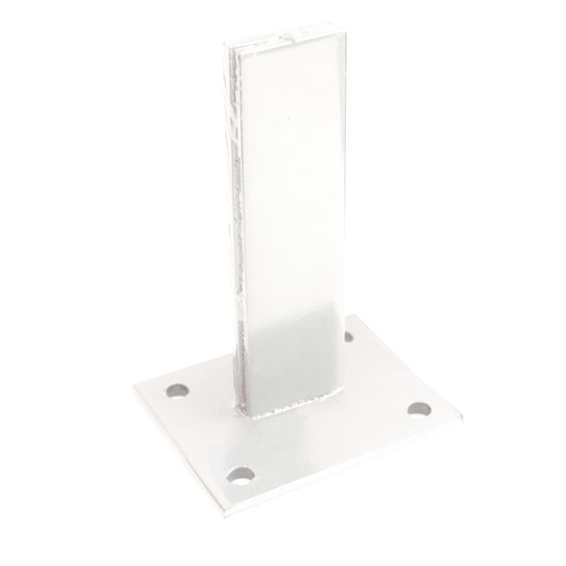 Paalhouder met voet verzinkt wit RAL9010 tbv aluminium sleufpalen