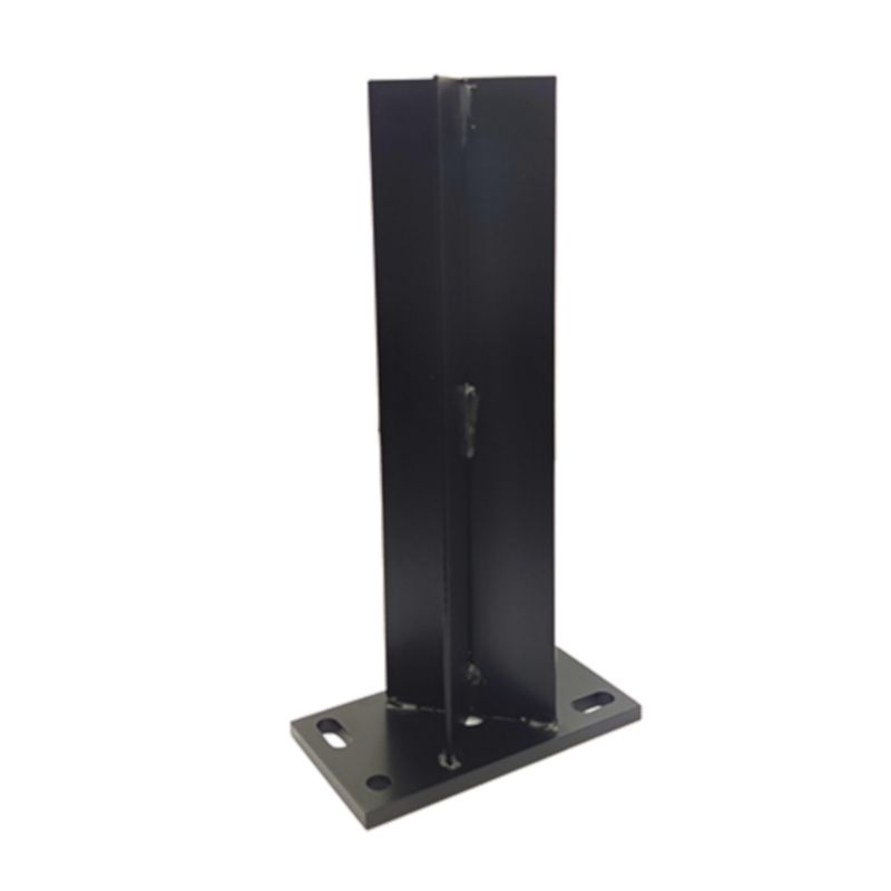 Paalhouder met voet zwart RAL9005 tbv aluminium palen 6,8 x 6,8 cm