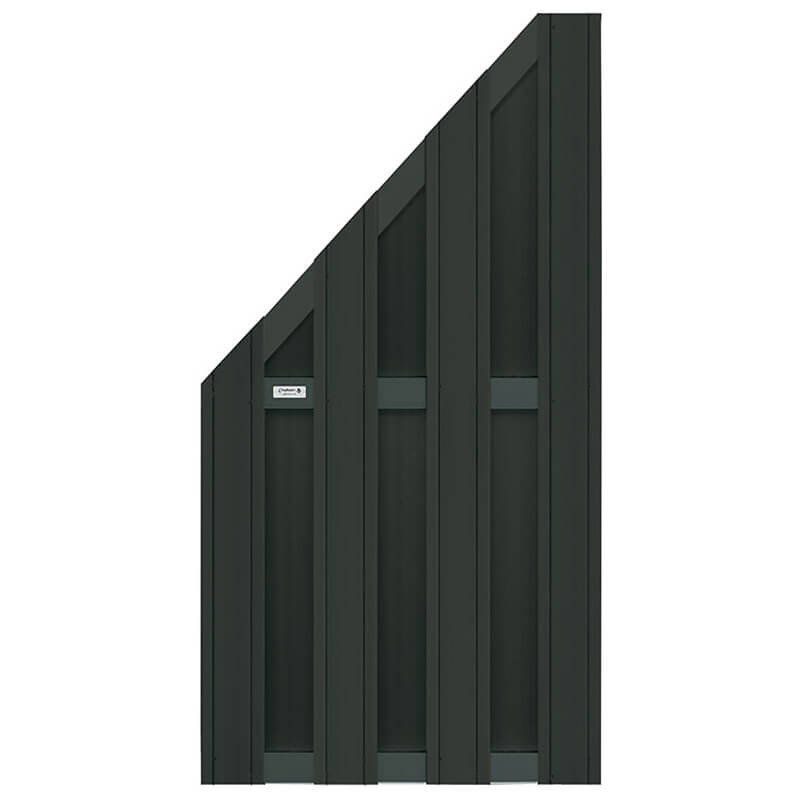 Schutting composiet schuin Design antraciet met antraciet aluminium frame (90 x 180/93 cm)