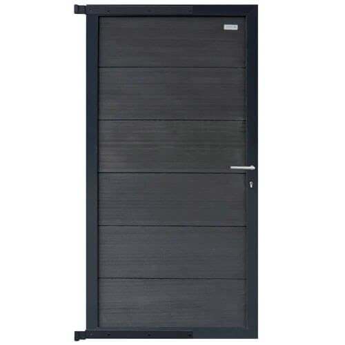 Tuindeur composiet Forte Antraciet incl. slot en antraciet aluminium kader (90 x 180 cm)