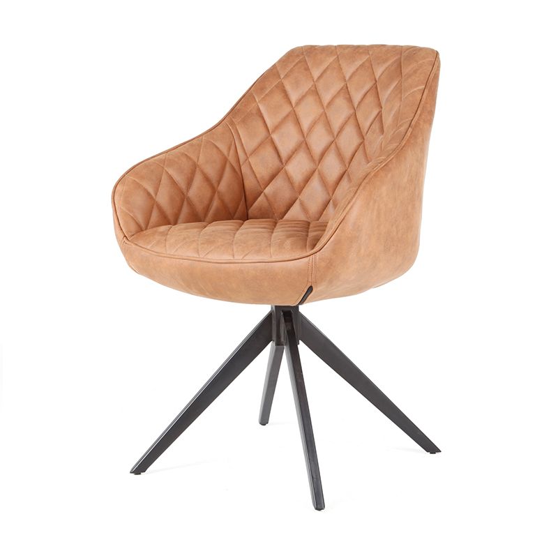 Eetkamerstoel - Collins - lederlook Soft cognac