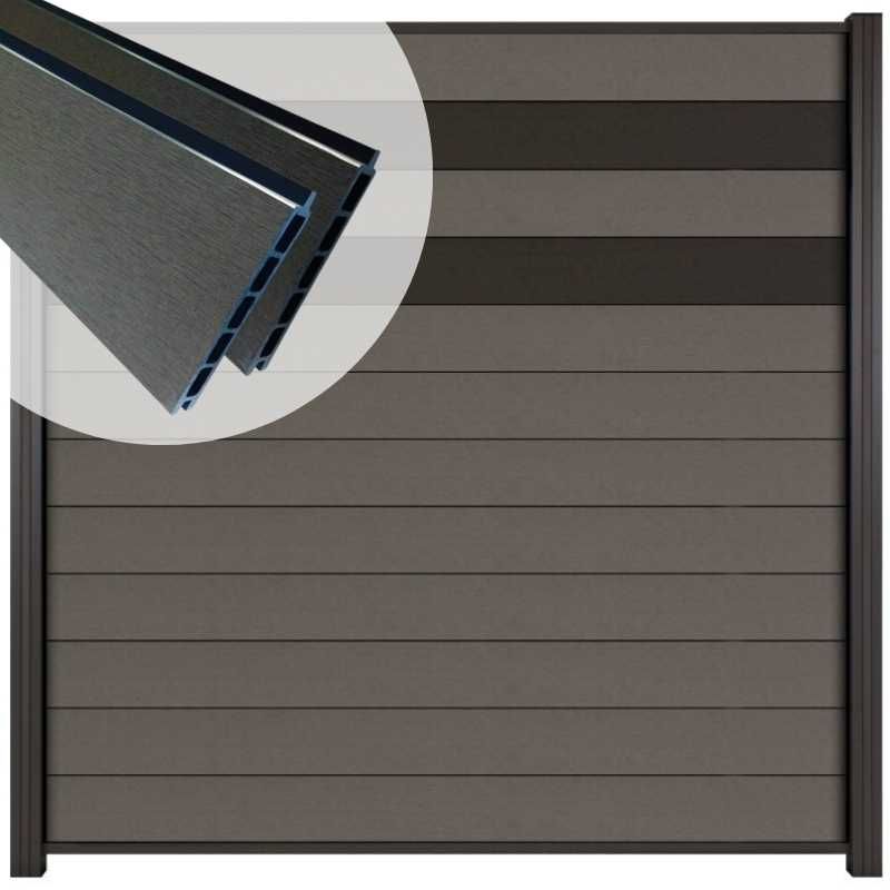 Schutting composiet Mix & Match antraciet/ aluminium (180 x 180 cm)