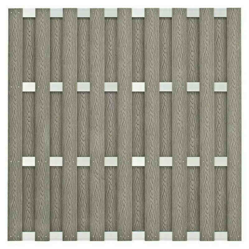 Schutting composiet Milaan grijs met blank aluminium frame (180 x 180 cm)