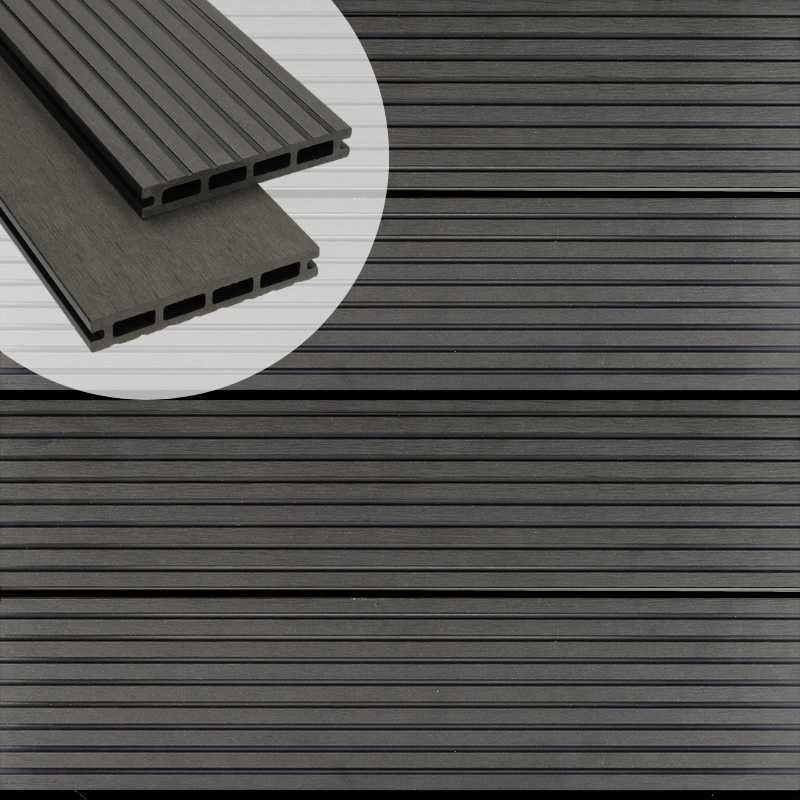 Vlonderplank composiet 2,1 x 14 cm antraciet (4 mtr) grove ribbel en vlak