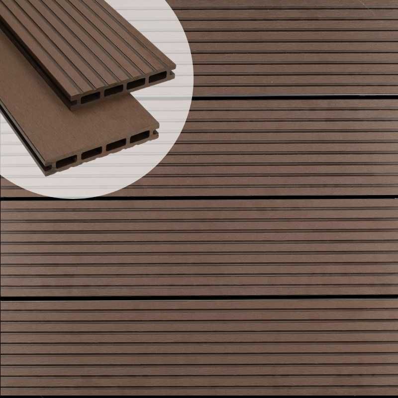 Vlonderplank composiet 2,1 x 14 cm donker bruin grove ribbel en vlak
