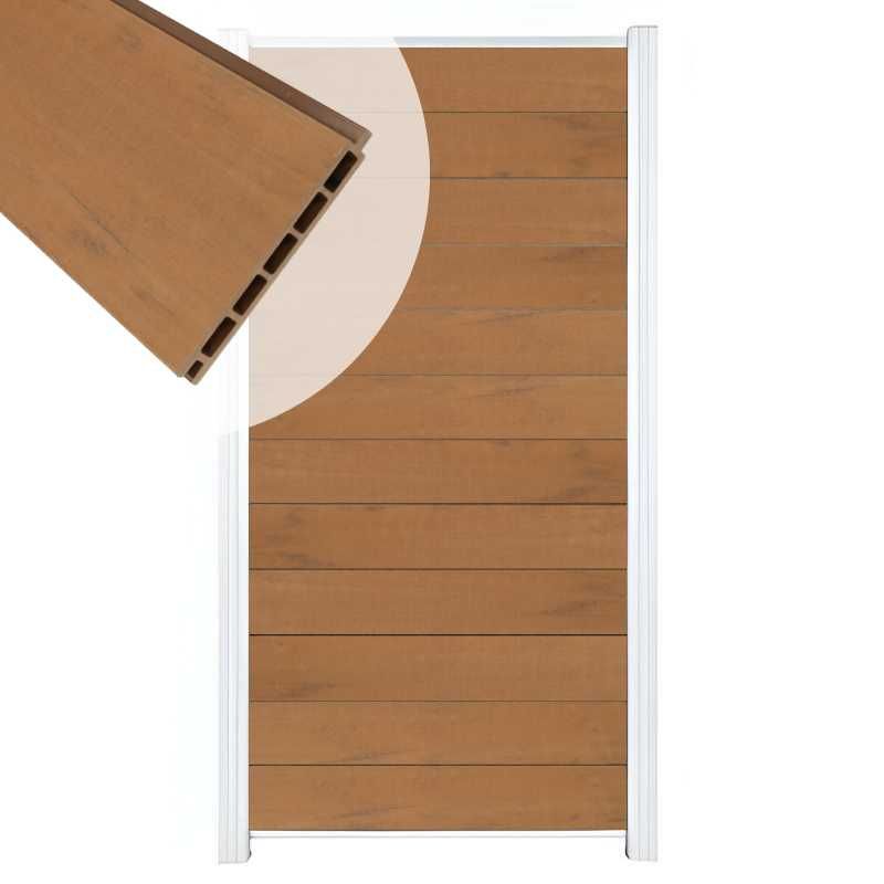 Zelfbouw schutting composiet Mix & Match bruinvlam - wit accessoires (90 x 180 cm)