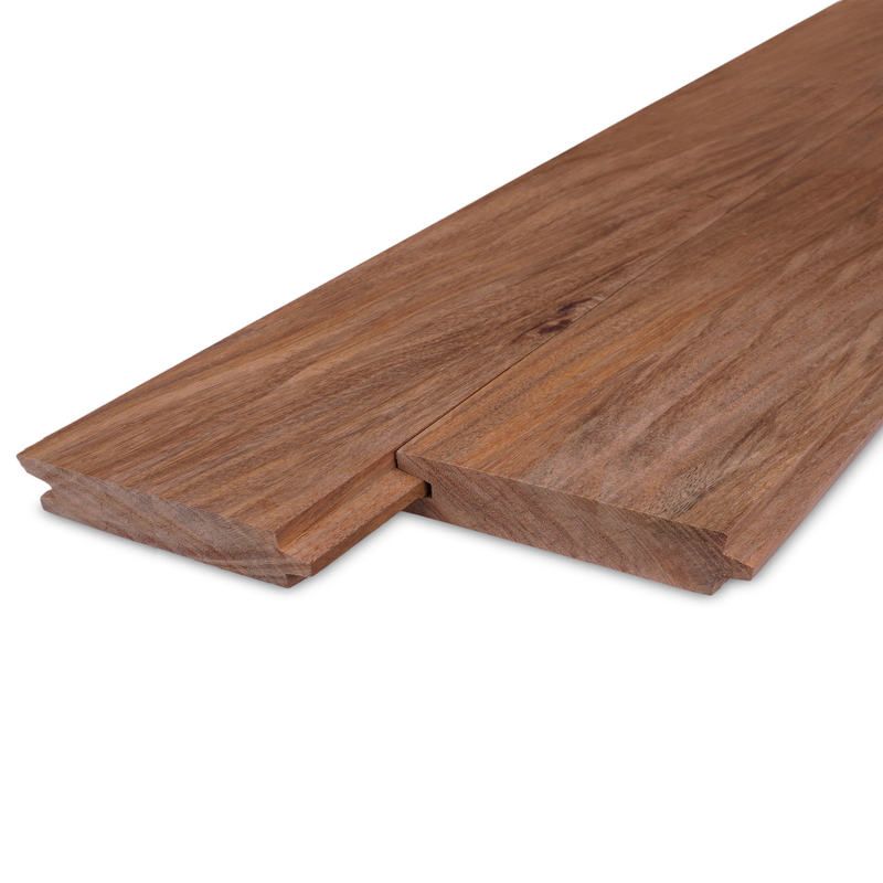 Damwand profiel hardhout Angelim 2,8 x 18,5 cm mes en groef