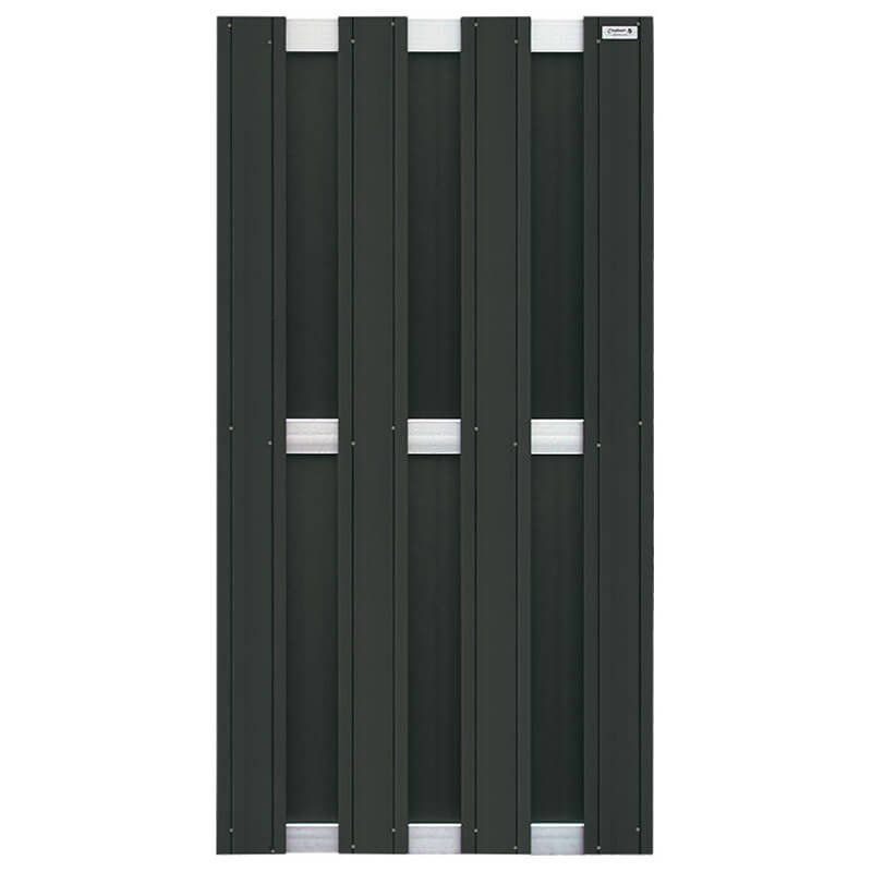 Schutting composiet Design antraciet met blank aluminium frame (90 x 180 cm)