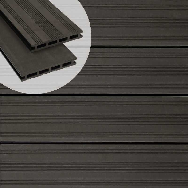 Vlonderplank composiet 2,1 x 14,5 cm antraciet (2,25 mtr) vlak en fijne ribbel (set van 4 planken)