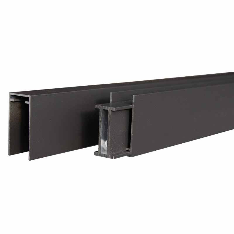 Onder- en bovenregel aluminium - Modular antraciet gepoedercoat verticaal - 2 x 2,5 x 180 cm
