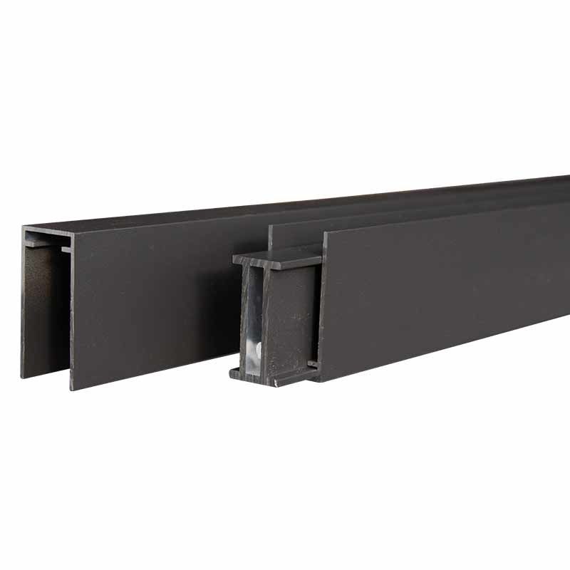Onder- en bovenregel aluminium - Modular zwart gepoedercoat verticaal - 2 x 2,5 x 180 cm