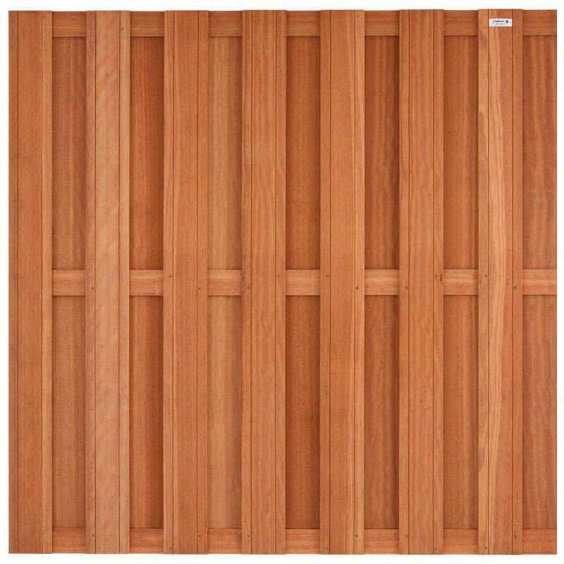 Schutting hardhout kempas Timber recht 14L (180 x 180 cm) v-groef schermdikte 3,9 cm