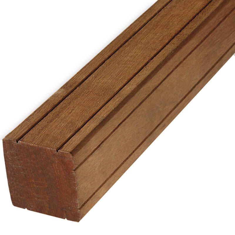Paal hardhout bankirai 9 x 9 cm (160 cm) ongepunt geschaafd v-groef